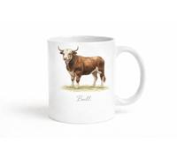 Brew Crew Gifts Bull Mug, Country Farm Heritage Range, White Ceramic, 11oz, Dishwasher and Microwave Safe, Farm Animal Theme