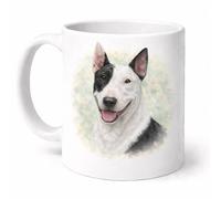 Brew Crew Gifts Bull Terrier Mug, Watercolour Dog Portrait, White Ceramic, 11oz, Dishwasher & Microwave Safe