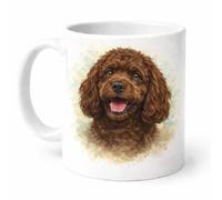 Brew Crew Gifts Chocolate Cockapoo Mug, White Ceramic Coffee Mug with Dog Portrait Design, Gift for Dog Lovers