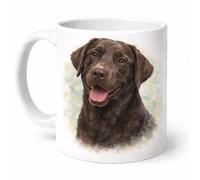 Brew Crew Gifts Chocolate Labrador Mug, Watercolour Design, 11oz White Gloss Ceramic, Dishwasher and Microwave Safe