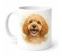 Brew Crew Gifts Cockapoo Mug with Apricot Watercolour Portrait, Ceramic Coffee Cup for Dog Lovers and Pet Parents
