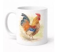 Brew Crew Gifts Cockerel Watercolour Mug, White Ceramic, 11 oz, Dishwasher Safe, Microwave Safe Art by Emma Caitlin