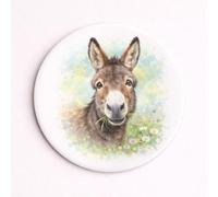 Brew Crew Gifts Donkey Meadow Coaster, Glossy Ceramic with Cork Backing, 10.7cm, Rustic Countryside Design