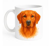 Brew Crew Gifts Fox Red Labrador Watercolour Mug, White Ceramic, 11 oz, Double-Sided Print, Dishwasher Safe, Contemporary Style, Hot Beverages