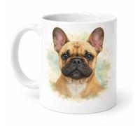 Brew Crew Gifts French Bulldog Mug, Watercolour Portrait Design, White Ceramic Coffee Cup, Dog Lover Gift
