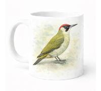 Brew Crew Gifts Green Woodpecker Bird Watercolour Mug, 11 oz Ceramic, Dishwasher Safe, Wildlife Theme