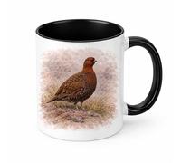Brew Crew Gifts Grouse Mug, Watercolour British Wildlife Bird Design, White Ceramic Coffee Cup, 11oz, Country Gift for Bird Watchers (Black)