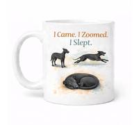 Brew Crew Gifts I Came I Zoomed I Slept Mug, White Ceramic, 11oz, Greyhound Theme, Dishwasher Safe