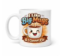 Brew Crew Gifts I Like Big Mugs & I Cannot Lie Coffee Mug, White Ceramic, 11oz, Dishwasher and Microwave Safe, Humorous Design