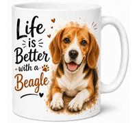 Brew Crew Gifts Life is Better with a Beagle Mug - Cute Beagle Dog Lover Gift - 11oz White Ceramic Coffee Mug