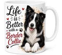 Brew Crew Gifts Life is Better with a Border Collie Mug - Cute Border Collie Dog Lover Gift - 11oz White Ceramic Coffee Mug