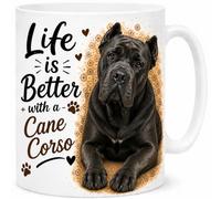 Brew Crew Gifts Life is Better with a Cane Corso Mug - Cute Cane Corso Dog Lover Gift - 11oz White Ceramic Coffee Mug