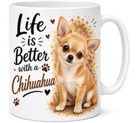 Brew Crew Gifts Life is Better with a Chihuahua Mug - Cute Chihuahua Dog Lover Gift - 11oz White Ceramic Coffee Mug