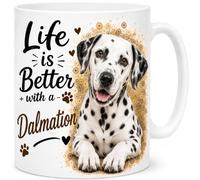 Brew Crew Gifts Life is Better with a Dalmatian Mug - Cute Dalmatian Dog Lover Gift - 11oz White Ceramic Coffee Mug