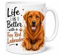 Brew Crew Gifts Life is Better with a Fox Red Labrador Mug - Cute Labrador Dog Lover Gift - 11oz White Ceramic Coffee Mug