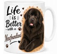 Brew Crew Gifts Life is Better with a Newfoundland Mug - Cute Newfoundland Dog Lover Gift - 11oz White Ceramic Coffee Mug