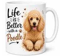 Brew Crew Gifts Life is Better with a Poodle Mug - Cute Poodle Dog Lover Gift - 11oz White Ceramic Coffee Mug