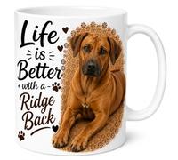 Brew Crew Gifts Life is Better with a Rhodesian Ridgeback Mug - Cute Rhodesian Ridgeback Dog Lover Gift - 11oz White Ceramic Coffee Mug
