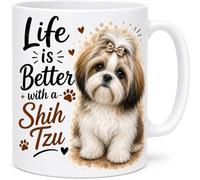 Brew Crew Gifts Life is Better with a Shih Tzu Mug - Cute Shih Tzu Dog Lover Gift - 11oz White Ceramic Coffee Mug