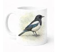 Brew Crew Gifts Magpie Watercolour Mug, 11 oz Ceramic, Dishwasher Safe, Wildlife Bird Theme