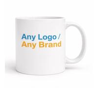 Brew Crew Gifts Personalised Logo Mug, Custom Printed 11oz Gloss White Ceramic Mug, One-Sided Print, Add Your Logo Brand or Business Design