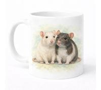 Brew Crew Gifts Pet Rat Mug, White Ceramic, 11oz, Watercolour Style Illustration, Dishwasher and Microwave Safe, UK Printed, Gift for Rat Lovers