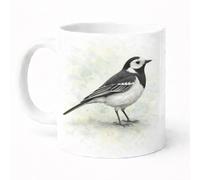 Brew Crew Gifts Pied Wagtail Watercolour Mug, 11 oz Ceramic, Dishwasher Safe, Bird Design