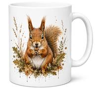 Brew Crew Gifts Red Squirrel Woodland Ceramic Mug - Autumn Wildlife Watercolour Tea & Coffee Cup with Rustic Forest Artwork