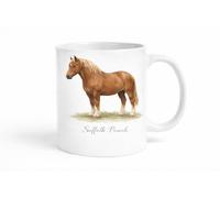 Brew Crew Gifts Suffolk Punch Horse Mug, Heritage Draft Horse Edition, 11oz Ceramic, Watercolour Style, White Gloss Finish