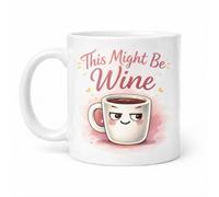 Brew Crew Gifts This Might Be Wine Mug, White Ceramic, 11oz, Dishwasher and Microwave Safe, with Humorous Text