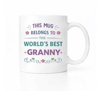 Brew Crew Gifts World's Best Granny Ceramic Coffee Mug, White, Floral Design, Dishwasher and Microwave Safe, Gift for Birthdays, Christmas, Mother's Day