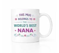 Brew Crew Gifts World's Best Nana Mug, Ceramic Coffee Cup, White Gloss Finish, Floral Design, Dishwasher and Microwave Safe, Gift for Grandmothers, Birthday, Mother's Day