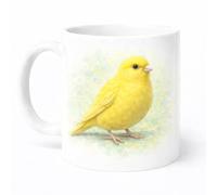Brew Crew Gifts Yellow Canary Ceramic Mug, High-Gloss White, 11oz, Watercolour Bird Design, Dishwasher & Microwave Safe, UK Made