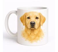 Brew Crew Gifts Yellow Labrador, Watercolour Mug, White Ceramic, 11 oz, Double-Sided Print, Dishwasher Safe, Contemporary Style, Hot Beverages