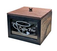 Brew Filter Container - Brown Square Canister, Coffee Supply Caddy, Café Counter Keeper, Kitchen Brew Bin | Coffee Filter Container Brown for Organizing Dry Goods Accessories Decor