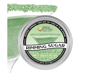 Brew Glitter - Mint Green Rimming Sugar (4oz, 1x Bar Tin) Cocktail Garnish for Mixed Drinks & Refreshments