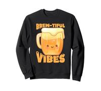 Brew-tiful Vibes Cute Beer Mug Pun Graphic Sweatshirt