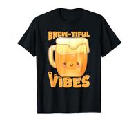 Brew-Tiful Vibes Cute Beer Mug Pun Graphic T-Shirt