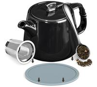 Brew To A Tea Stump Teapot 600ml/20.29oz, Heat-Resistant Porcelain with Removable Infuser, Includes Coaster & Spoon