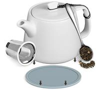 Brew To A Tea Teapot with Infuser, 600ml/20.29oz Porcelain Stump Teapot Removable Strainer for Loose Leaf Tea