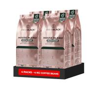 BrewBlack House Blend Coffee Beans 4kg, Smooth Medium Roast | Intensity 3/5, Full-Bodied, 100% Arabica, Made in Italy, 4 x 1kg Bags