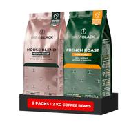 BrewBlack Variety Pack Coffee Beans 2kg, Medium and Dark Roast | Full-Bodied, Arabica and Robusta, 2 x 1kg Bags, Made in Italy