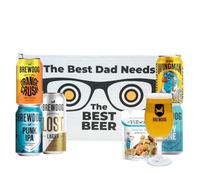 BrewDog ‘Best Dad’ Mixed Craft Beer Gift Set with Branded Glass & Pub Snacks - Wingman, Hazy Jane, Orange Crush, Lost Lager & Punk IPA (5 x 330ml Cans)