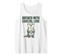 Brewed with Coastal Love Humor Sea Otter Coffee Lover Tank Top