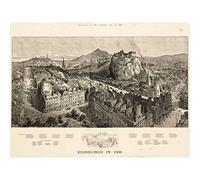 Brewer 1886 Pictorial Map Edinburgh Bird's Eye Extra Large Art Print Wall Mural Poster Premium XL