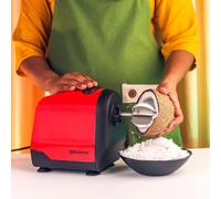 Brewine 2-in-1 Electric Coconut Scraper & Citrus Juicer with Dual Speed Settings, Stainless Steel Scraping Blade, Super Suction Feet for Stability, Finest Coconut Grater Shredder 200 Watts (RED)