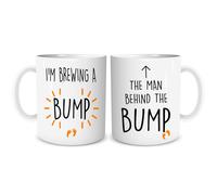 Brewing A Bump Couple's Mug Set - New Parent Gift - Cute Ceramic Mug Cup Set - Friend WSDMUG1297, White