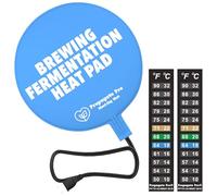 Brewing & Fermentation Heat Pad for Homebrew Beer & Wine Fermenting 120VAC 25 Watt Heating Mat: Safe for Plastic/Glass Carboy & Bucket Fermentors Includes Heater Temperature Strip (12"- 25 Watts)