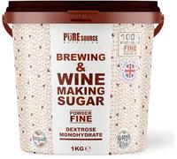 Brewing Sugar 1KG Glucose Powder Bucket Home Brew Beer, Lager, Cider, Wine, Spirits Kits, Beer Brewing, Wine Making Sugar Dextrose Monohydrate Powder by Pure Source Nutrition