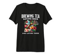Brewing Tea Saving Bees and Loving Trees Granola Girl Premium T-Shirt
